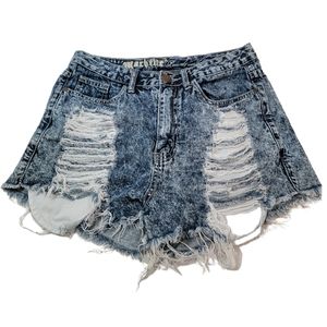 Machine pour neuf mode distressed jean booty mini shorts acid wash sz 30